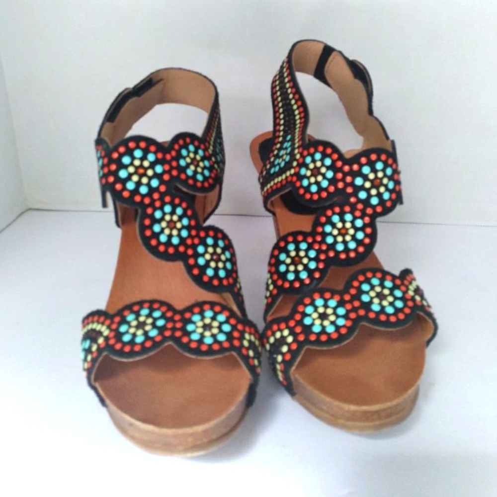 Penelope Chilvers Collection Women Santa Fe Suede Leather With Torquise,Coral‎